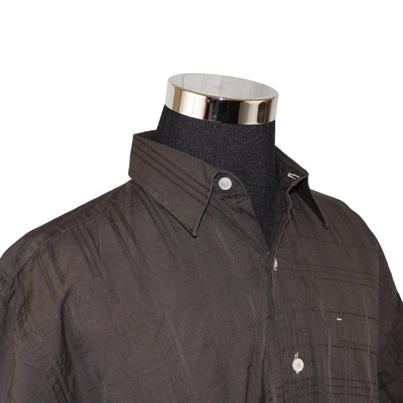 Orvis Large Brown Windowpane Short Sleeve Button Front Casual Lounge Shirt - Picture 7 of 11
